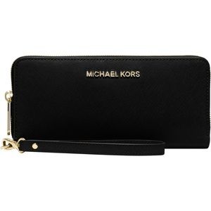 Michael Kors Leather Continental Wristlet - Black